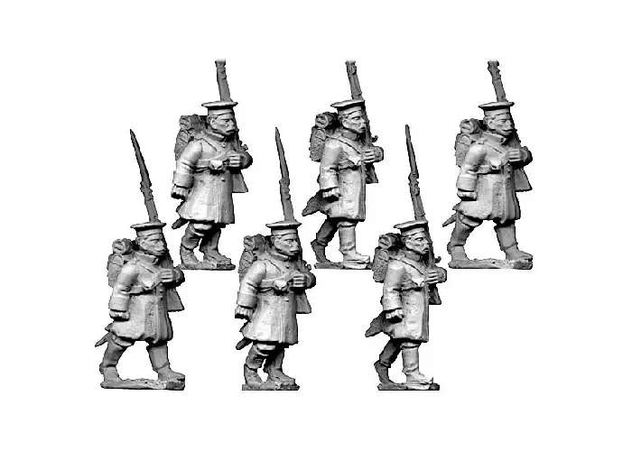 Russian Grenadiers in Forage Caps Advancing
